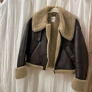 Zara faux leather and fur jacket